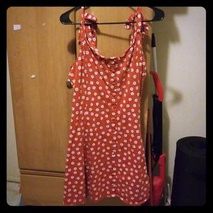 Burnt Orange Midi Dress with White Flowers- 2x